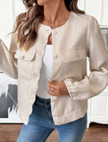 Loose-fitting long-sleeved tweed coat
