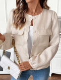 Loose-fitting long-sleeved tweed coat