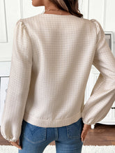 Loose-fitting long-sleeved tweed coat