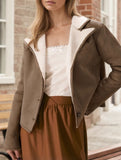 VERSATILE BROWN SUEDE LAMB WOOL COAT