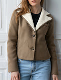 VERSATILE BROWN SUEDE LAMB WOOL COAT