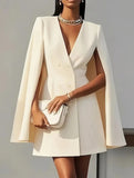 Double Breasted Cape Blazer Dress_CWOCO00653