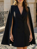Double Breasted Cape Blazer Dress_CWOCO00653