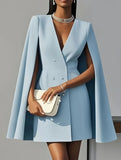 Double Breasted Cape Blazer Dress_CWOCO00653