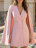 Double Breasted Cape Blazer Dress_CWOCO00653