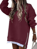 Side Zip Patchwork Pullover Sweatshirt_CWOCO00656