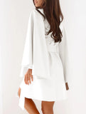 Round Neck Flare Sleeve Belted Dress_CWOCO00662