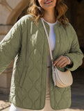 Simple solid color round neck loose cotton coat_CWOCO00703