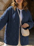 Simple solid color round neck loose cotton coat_CWOCO00703