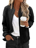 Women's Casual Jacquard Zipper Long-Sleeved Jacket_CWOCO00704