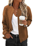 Women's Casual Jacquard Zipper Long-Sleeved Jacket_CWOCO00704