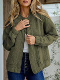 Women's Casual Jacquard Zipper Long-Sleeved Jacket_CWOCO00704