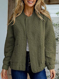 Women's Casual Jacquard Zipper Long-Sleeved Jacket_CWOCO00704