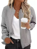 Women's Casual Jacquard Zipper Long-Sleeved Jacket_CWOCO00704