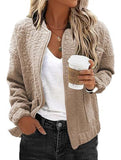 Women's Casual Jacquard Zipper Long-Sleeved Jacket_CWOCO00704