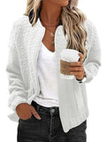 Women's Casual Jacquard Zipper Long-Sleeved Jacket_CWOCO00704