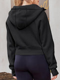 Women's Hooded Short Casual Fleece Sweatshirt_CWOCO00736