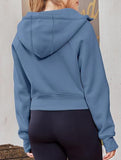 Women's Hooded Short Casual Fleece Sweatshirt_CWOCO00736