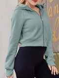 Women's Hooded Short Casual Fleece Sweatshirt_CWOCO00736
