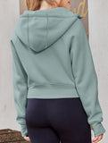 Women's Hooded Short Casual Fleece Sweatshirt_CWOCO00736