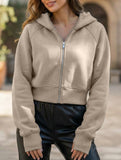 Women's Hooded Short Casual Fleece Sweatshirt_CWOCO00736