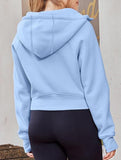 Women's Hooded Short Casual Fleece Sweatshirt_CWOCO00736