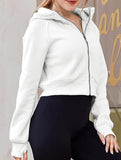 Women's Hooded Short Casual Fleece Sweatshirt_CWOCO00736