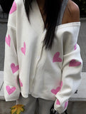 Heart Embroidery Loose Knit Cardigan for Women_CWOCO00753