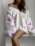 Heart Embroidery Loose Knit Cardigan for Women_CWOCO00753