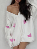 Heart Embroidery Loose Knit Cardigan for Women_CWOCO00753
