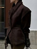 Retro-style high-end belted suit jacket for women_CWOCO00754