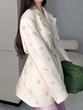 Elegant belted V-neck printed coat for women_CWOCO00755