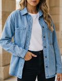 Retro oversized denim shirt for women