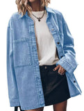 Retro oversized denim shirt for women