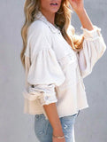 Casual and stylish waffle patchwork washed jacket