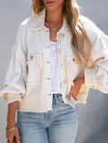 Casual and stylish waffle patchwork washed jacket
