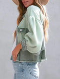 Casual and stylish waffle patchwork washed jacket_CWOCO00780