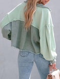 Casual and stylish waffle patchwork washed jacket_CWOCO00780