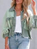 Casual and stylish waffle patchwork washed jacket_CWOCO00780
