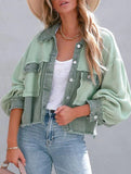 Casual and stylish waffle patchwork washed jacket