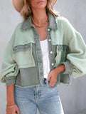 Casual and stylish waffle patchwork washed jacket
