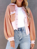 Casual and stylish waffle patchwork washed jacket