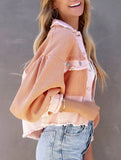 Casual and stylish waffle patchwork washed jacket
