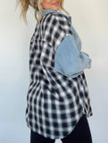 Casual and stylish plaid wool patchwork coat
