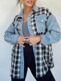 Casual and stylish plaid wool patchwork coat