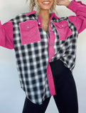 Casual and stylish plaid wool patchwork coat