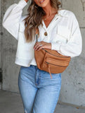 Short casual ribbed single-breasted coat for women