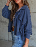 Short casual ribbed single-breasted coat for women_CWOCO00783
