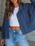 Short casual ribbed single-breasted coat for women_CWOCO00783