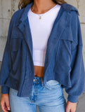 Short casual ribbed single-breasted coat for women